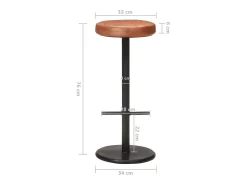 Juego de 2 taburetes de bar de cuero genuino marrón