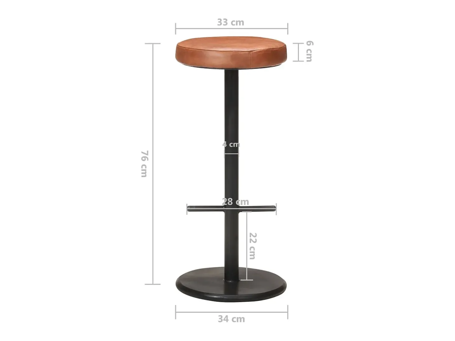 Juego de 2 taburetes de bar de cuero genuino marrón