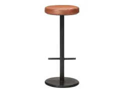 Juego de 2 taburetes de bar de cuero genuino marrón