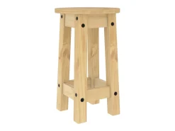 Juego de 2 taburetes de bar de madera maciza de pino