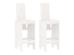 Juego de 2 Taburetes de cocina madera maciza pino blanco 40x42x120cm ES37207