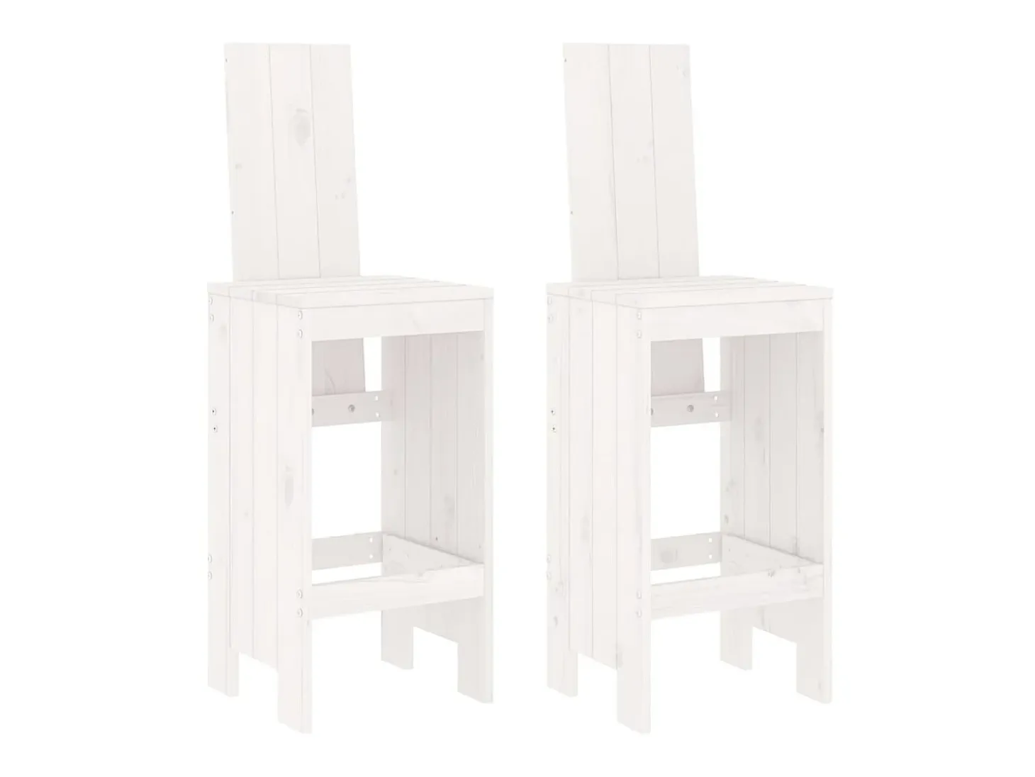 Juego de 2 Taburetes de cocina madera maciza pino blanco 40x42x120cm ES37207
