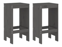 Juego de 2 Taburetes de cocina madera maciza pino gris 40x36x75 cm ES94144