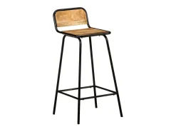 Juego de 2 Taburetes de cocina madera maciza de mango ES83691