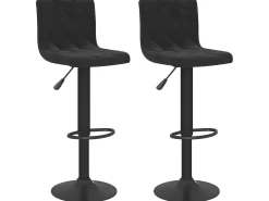Juego de 2 Taburetes de cocina terciopelo negro ES59698