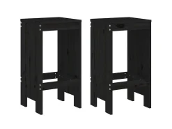 Juego de 2 Taburetes de cocina madera maciza pino negro 40x36x75 cm ES27180