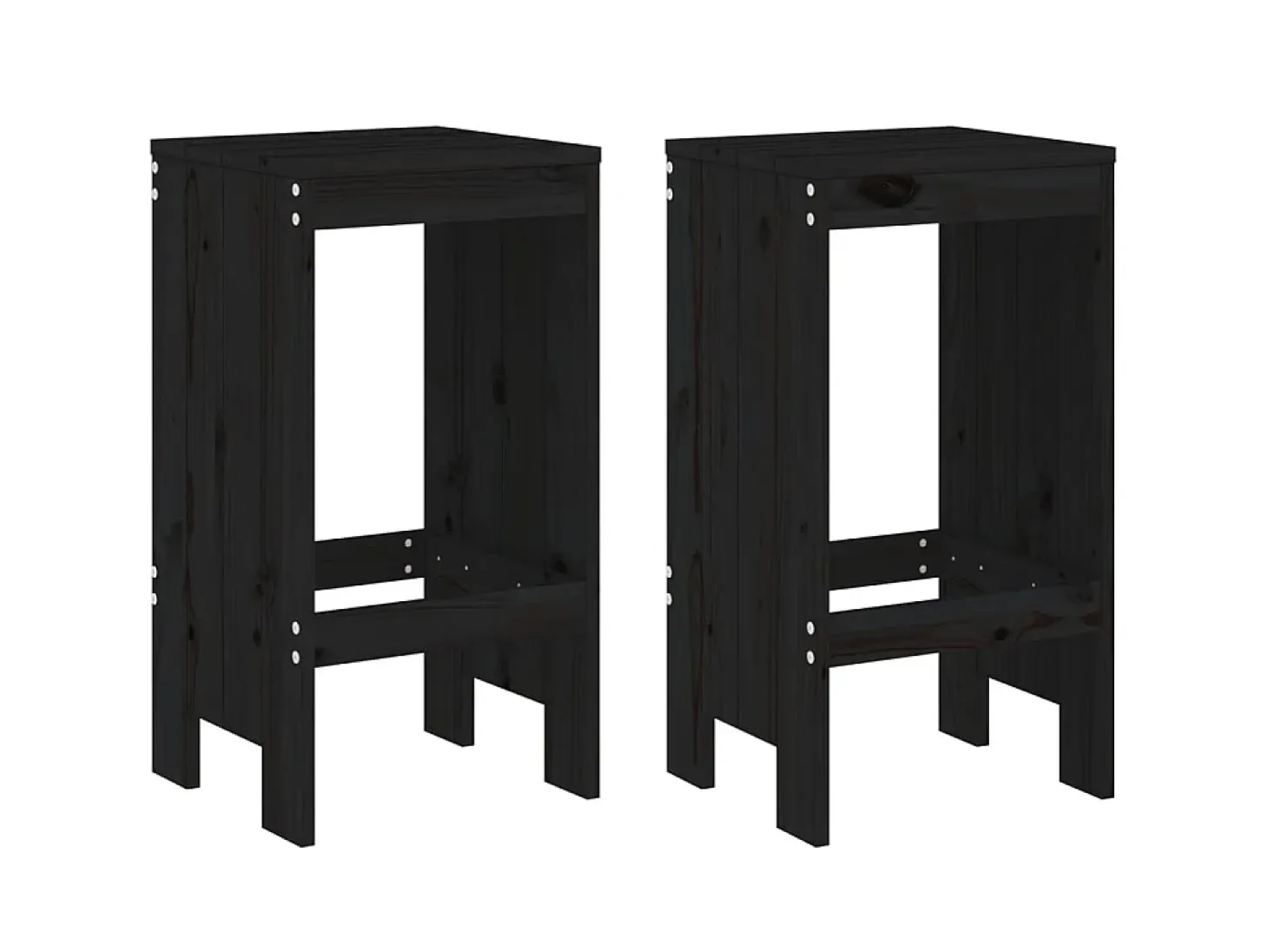 Juego de 2 Taburetes de cocina madera maciza pino negro 40x36x75 cm ES27180