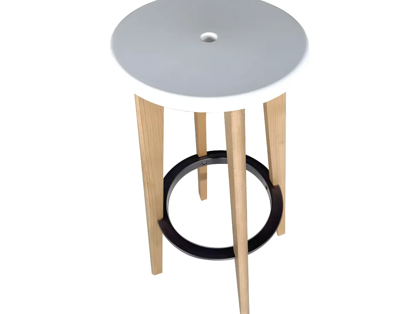 Juego de 2 taburetes de cocina y bar escandinavos redondos, altura de 76 cm, madera de haya clara KIBI (blanco)