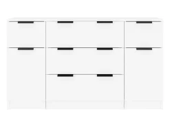 Juego de aparador de 3 piezas, madera de ingeniería blanca