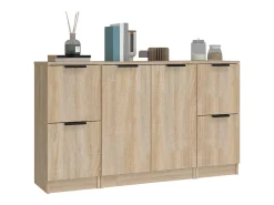 Juego de buffet de 3 piezas de madera de ingeniería de roble Sonoma