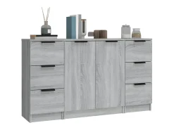 Juego de buffet de 3 piezas Sonoma gris Madera de ingeniería