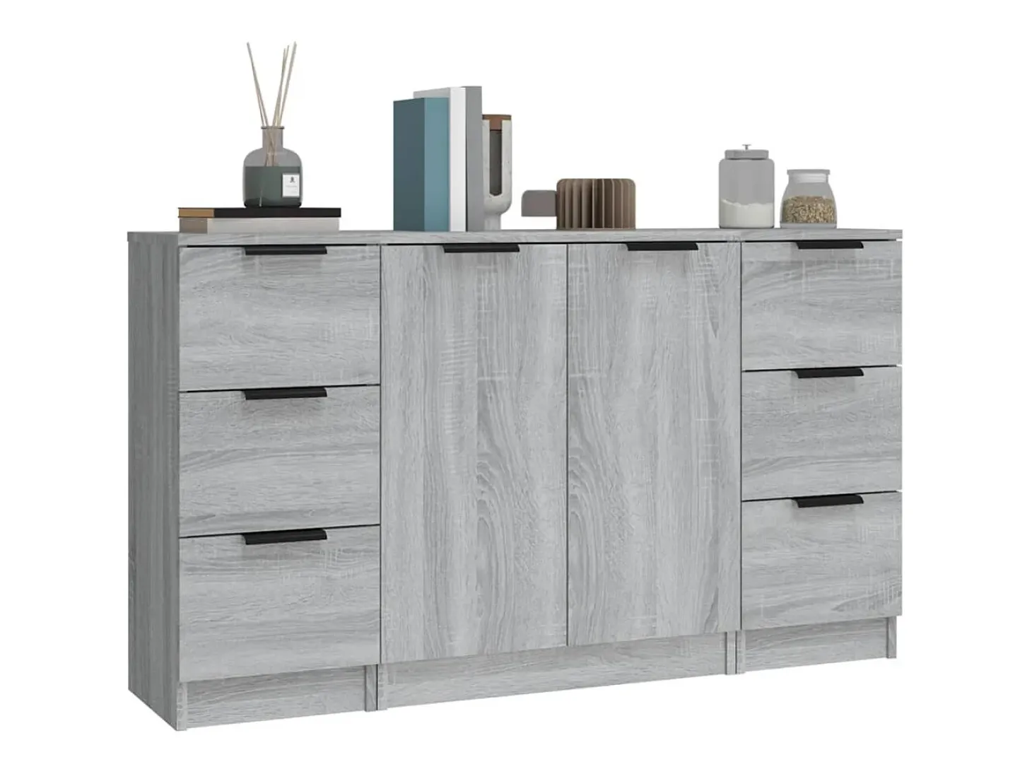 Juego de buffet de 3 piezas Sonoma gris Madera de ingeniería