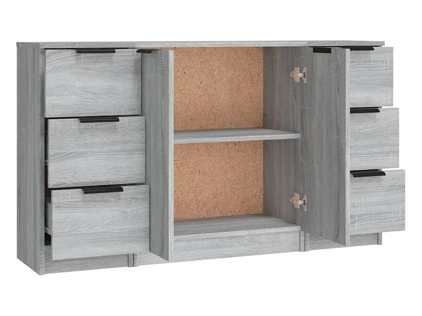 Juego de buffet de 3 piezas Sonoma gris Madera de ingeniería
