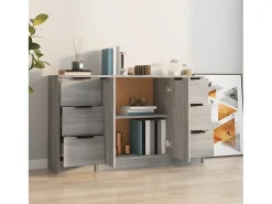 Juego de buffet de 3 piezas Sonoma gris Madera de ingeniería