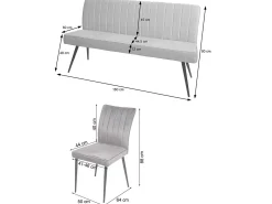 Juego de comedor MCW-K16 (3 piezas), gris claro