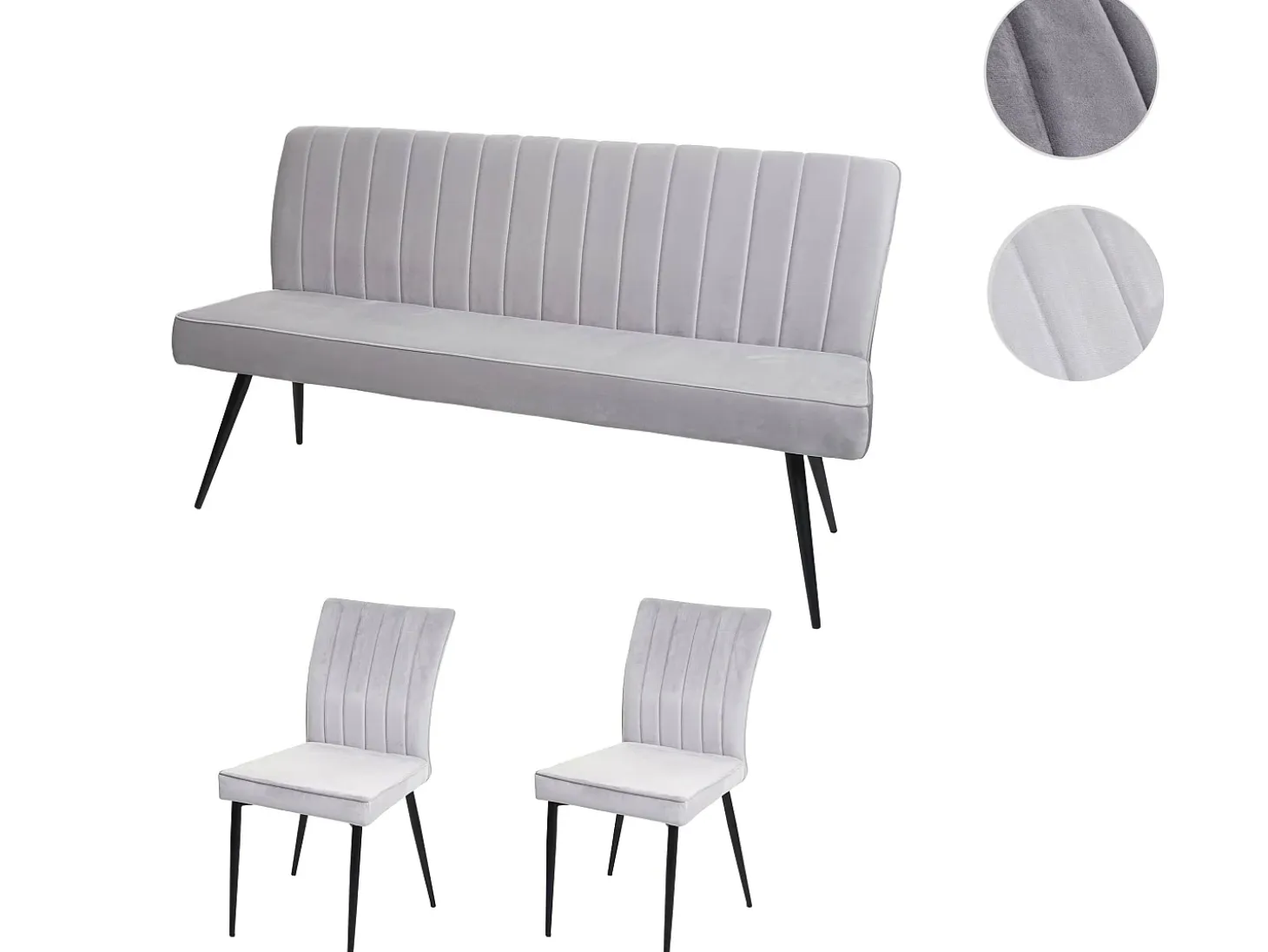 Juego de comedor MCW-K16 (3 piezas), gris claro