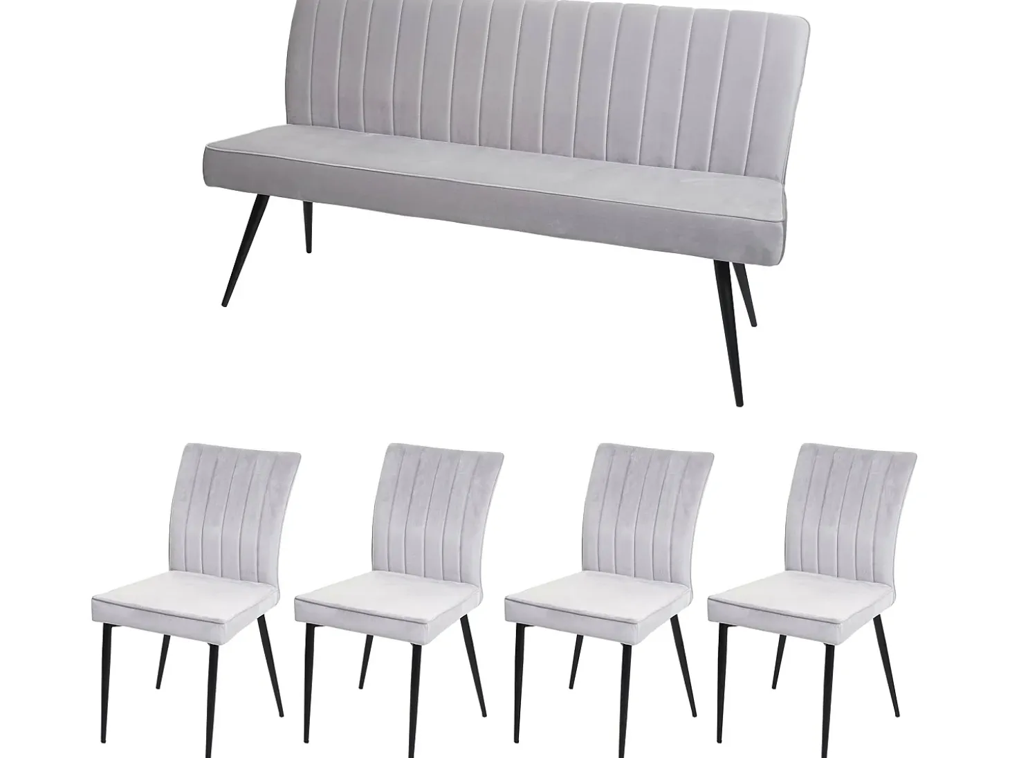 Juego de comedor MCW-K16 (5 piezas), gris claro