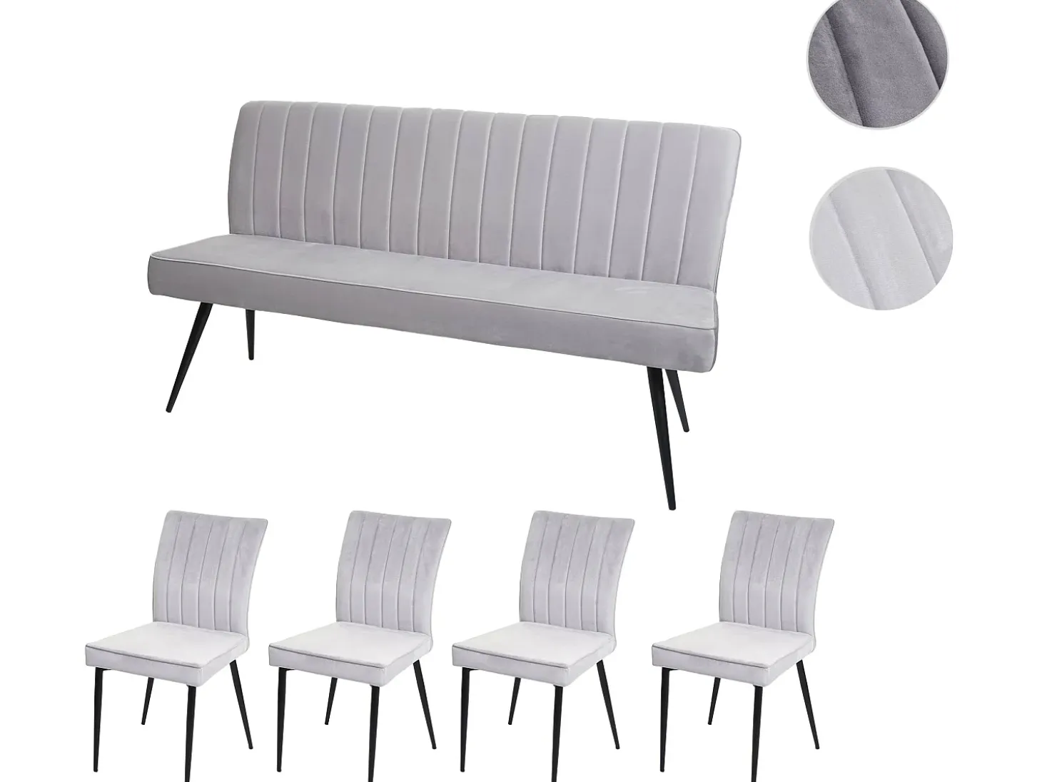 Juego de comedor MCW-K16 (5 piezas), gris claro