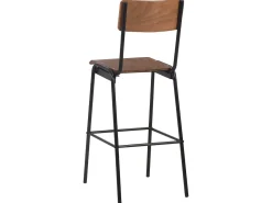 Juego de dos taburetes de bar de diseño asiento marrón madera maciza contrachapada y acero 1202082