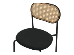 Juego de 2x Sillas de comedor/salón tapizadas negro asiento con respaldo curvado