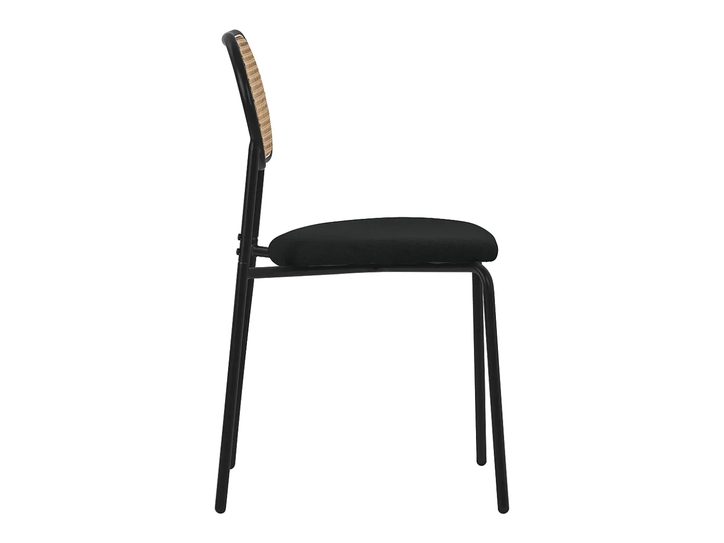 Juego de 2x Sillas de comedor/salón tapizadas negro asiento con respaldo curvado