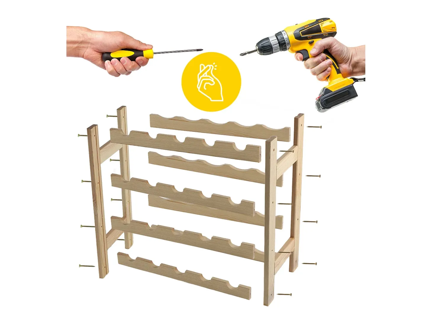 KADAX Botellero de Madera para Vino 20 Botellas Estante para Alcohol