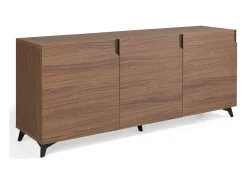 Kalieto Aparador de 3 puertas de madera marrón con patas de acero negro 180 cm