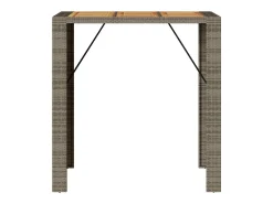 Karaca Mesa alta jardín superficie madera ratán PE gris 105x80x110 cm
