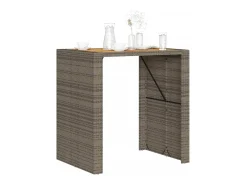 Karaca Mesa alta jardín superficie madera ratán PE gris 105x80x110 cm