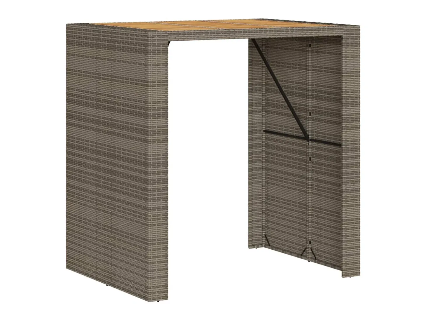 Karaca Mesa alta jardín superficie madera ratán PE gris 105x80x110 cm