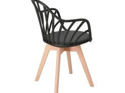 KAYELLES Silla con barrotes, reposabrazos y cojín BOLD+ (Negro)