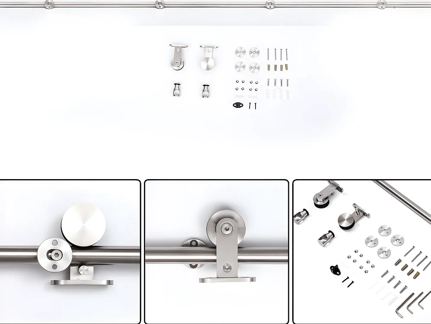 Kit instalacion puerta corredera acero inoxidable ø2,5x200 cm HOMCOM