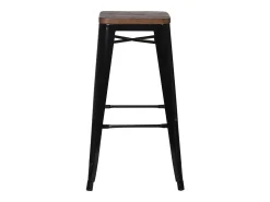 Kontoir Taburete de 76 cm de acero blanco brillante con asiento de pino macizo oscuro-Color Negro