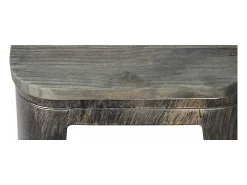 Kontoir Taburete de 76 cm de acero blanco brillante con asiento de pino macizo oscuro-Color Negro