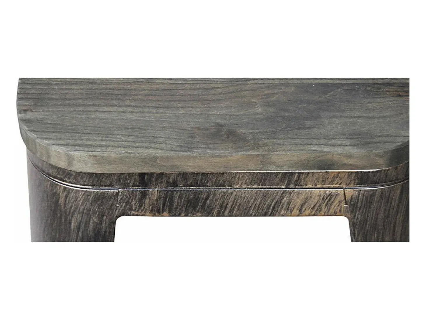 Kontoir Taburete de 76 cm de acero blanco brillante con asiento de pino macizo oscuro-Color Negro