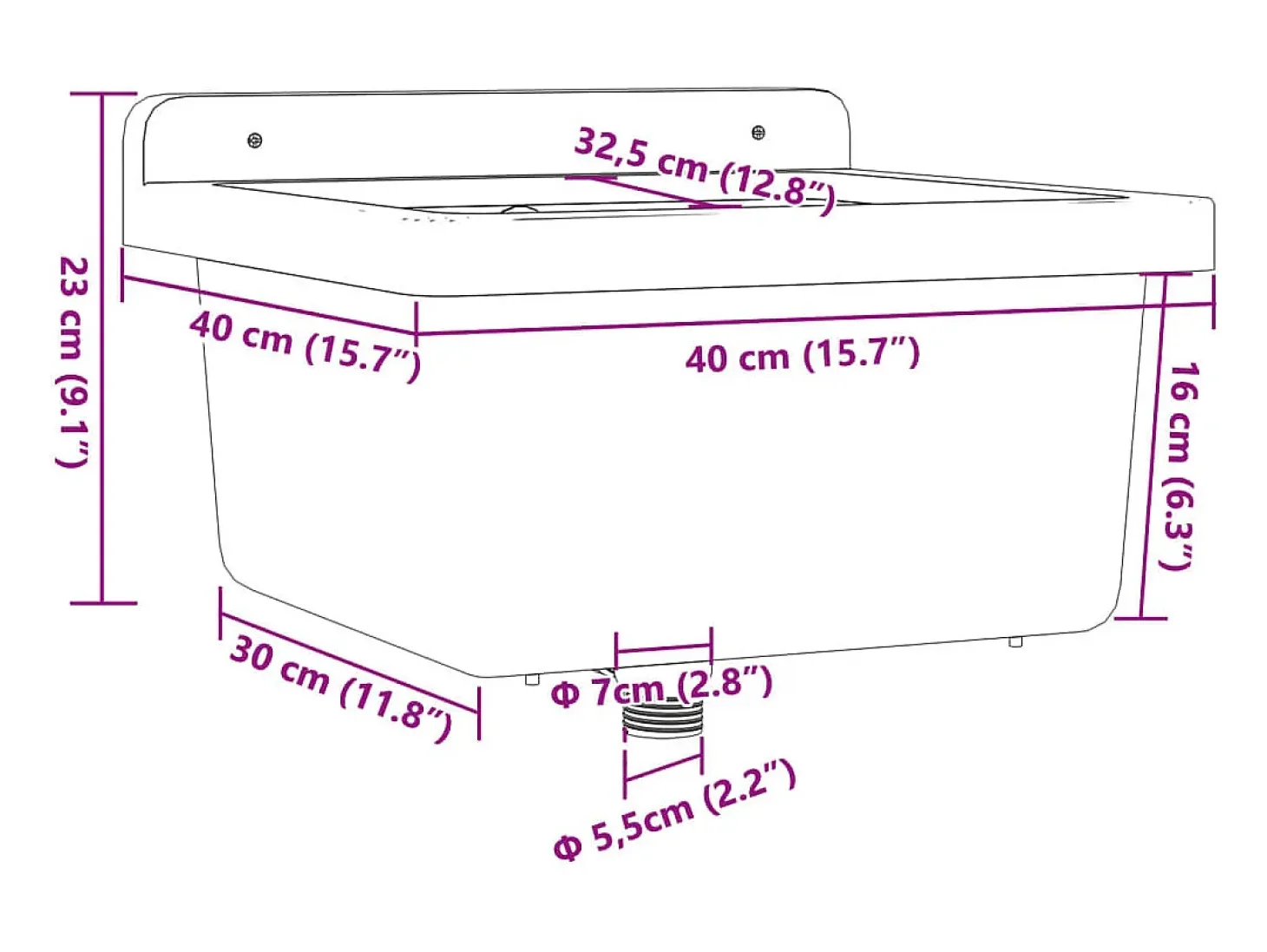 Lavabo de pared blanco 40x40x24 cm resina