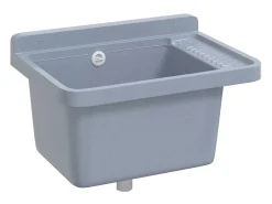 Lavabo de pared, gris, 50x35x24 cm, resina