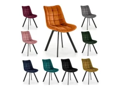LIBERTY Silla contemporánea de terciopelo negro con patas de metal