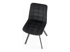 LIBERTY Silla contemporánea de terciopelo negro con patas de metal
