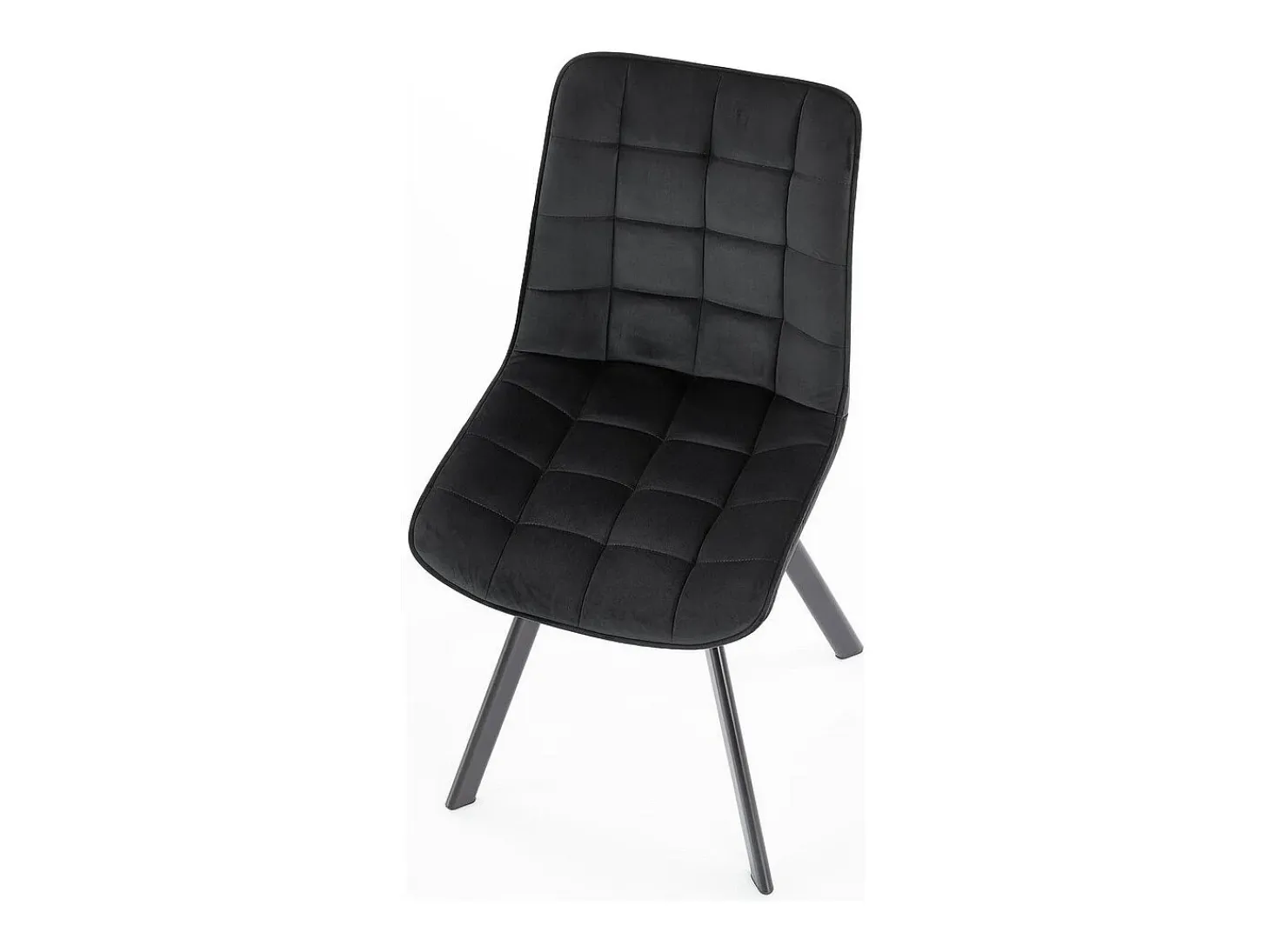 LIBERTY Silla contemporánea de terciopelo negro con patas de metal