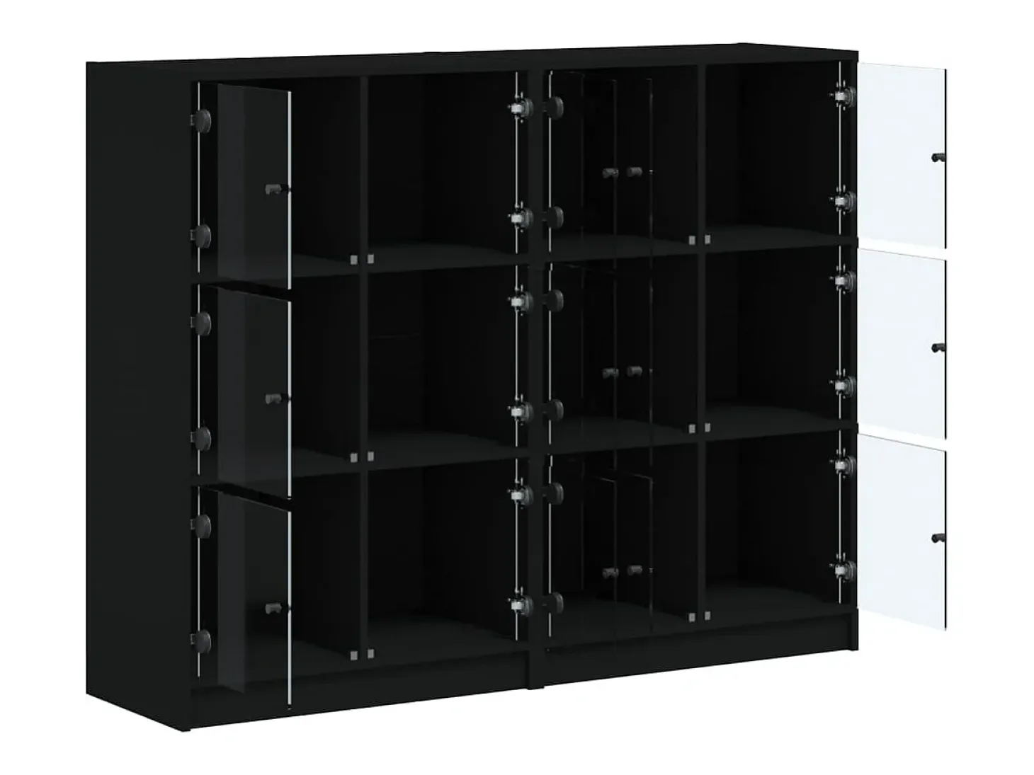 Librería con puertas negras 136x37x109 cm madera contrachapada