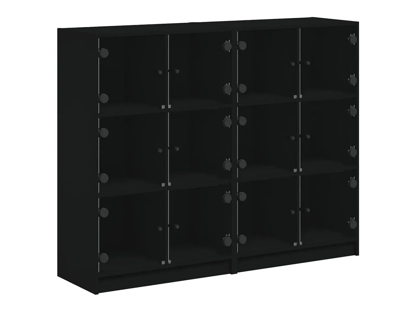 Librería con puertas negras 136x37x109 cm madera contrachapada