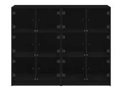 Librería con puertas negras 136x37x109 cm madera contrachapada