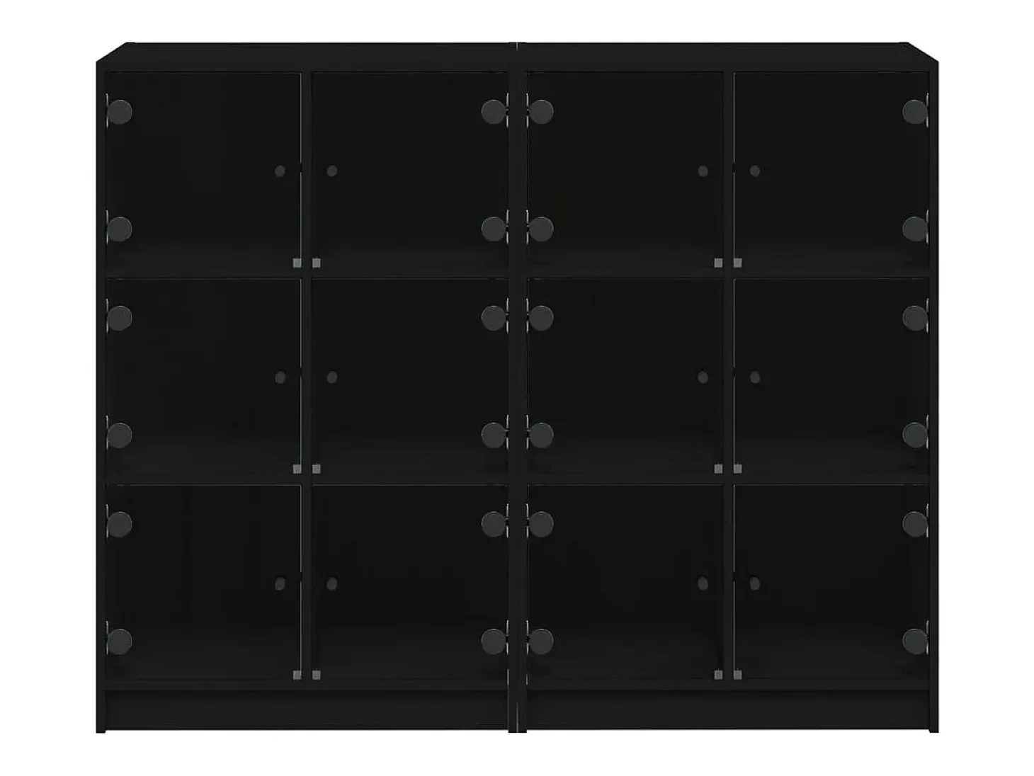 Librería con puertas negras 136x37x109 cm madera contrachapada