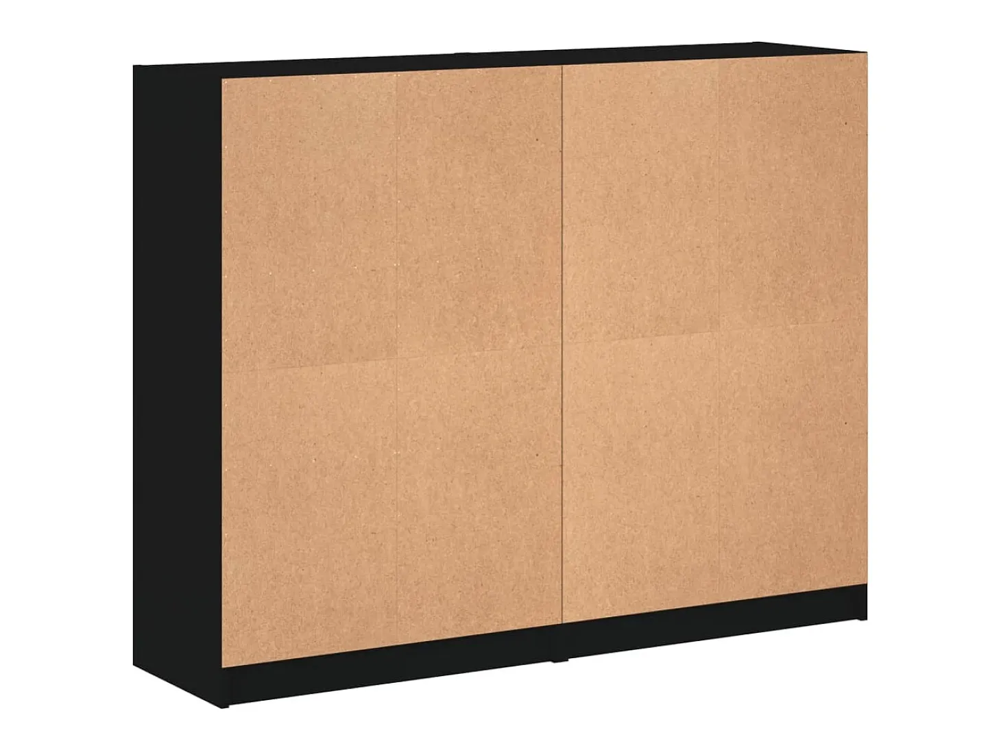 Librería con puertas negras 136x37x109 cm madera contrachapada