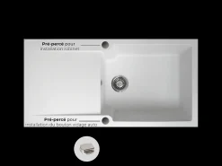 Lisse fregadero reversible 1 cubeta grande 1 escurridor en resina blanca Essebagno