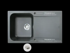Lisse fregadero reversible 1 cubeta 1 escurridor en resina negra Essebagno