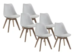Lote 6 sillas Polipropileno piel sintética haya Blanco JODY