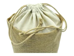 Lote de 10 bolsas redondas de yute con cierre de cordón h 26 cm x 25 cm resistentes