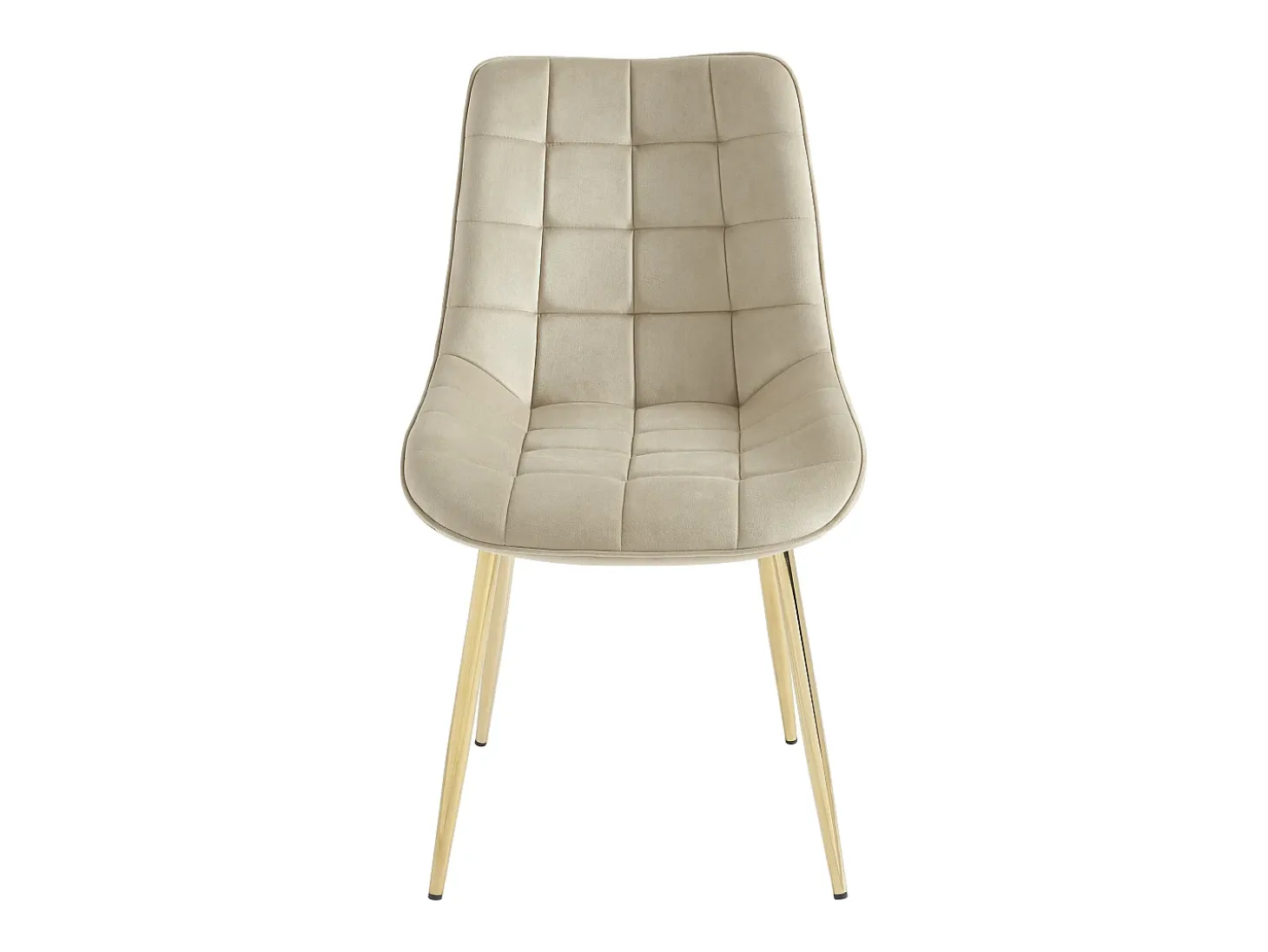 Lote de 2 sillas acolchadas de terciopelo y metal dorado - Beige - OLLUA